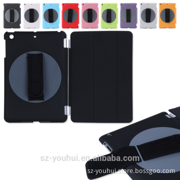 Manufactory Tripled Folded Stand 360 Degree Rotating Flip Cover Smart Awakening Case for iPad mini 1/2/3 for Apple mini 1/2/3
